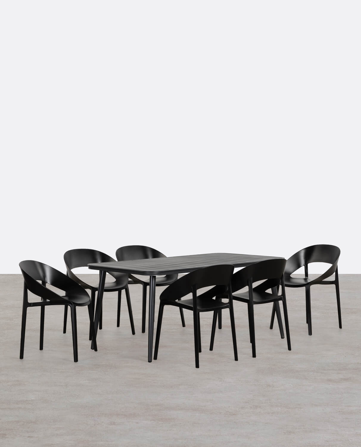 Set de Mesa Rectangular de Aluminio Cancún y 6 Sillas de Polipropileno de Exterior Lara, imagen de galería 1