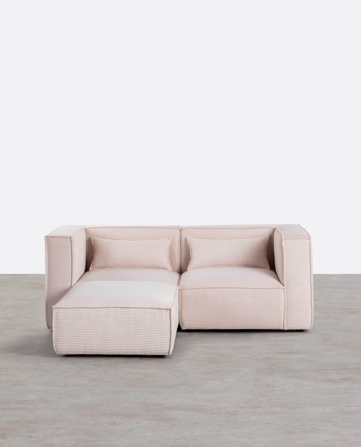 Sofá Modular de 2 Piezas Esquineras con Puff de Pana Gruesa Kilhe, imagen de galería 1