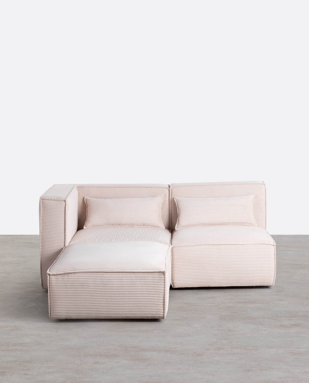 Sofá Modular de 2 Piezas Esquinero y Sillón con Puff de Pana Gruesa Kilhe, imagen de galería 1