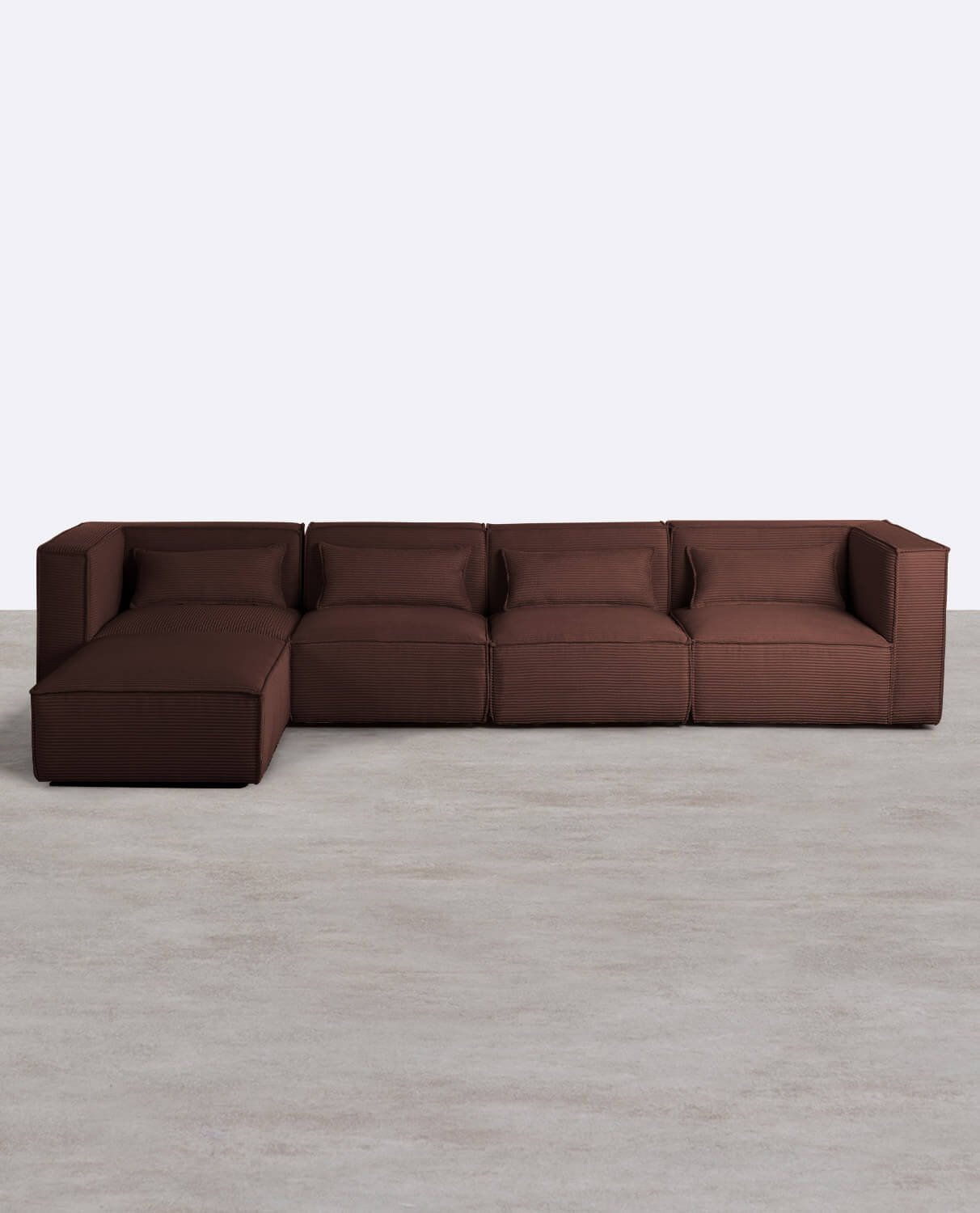 Sofá Modular de 4 Piezas con 2 Sillones Esquinero y Puff de Pana Gruesa Kilhe, imagen de galería 1