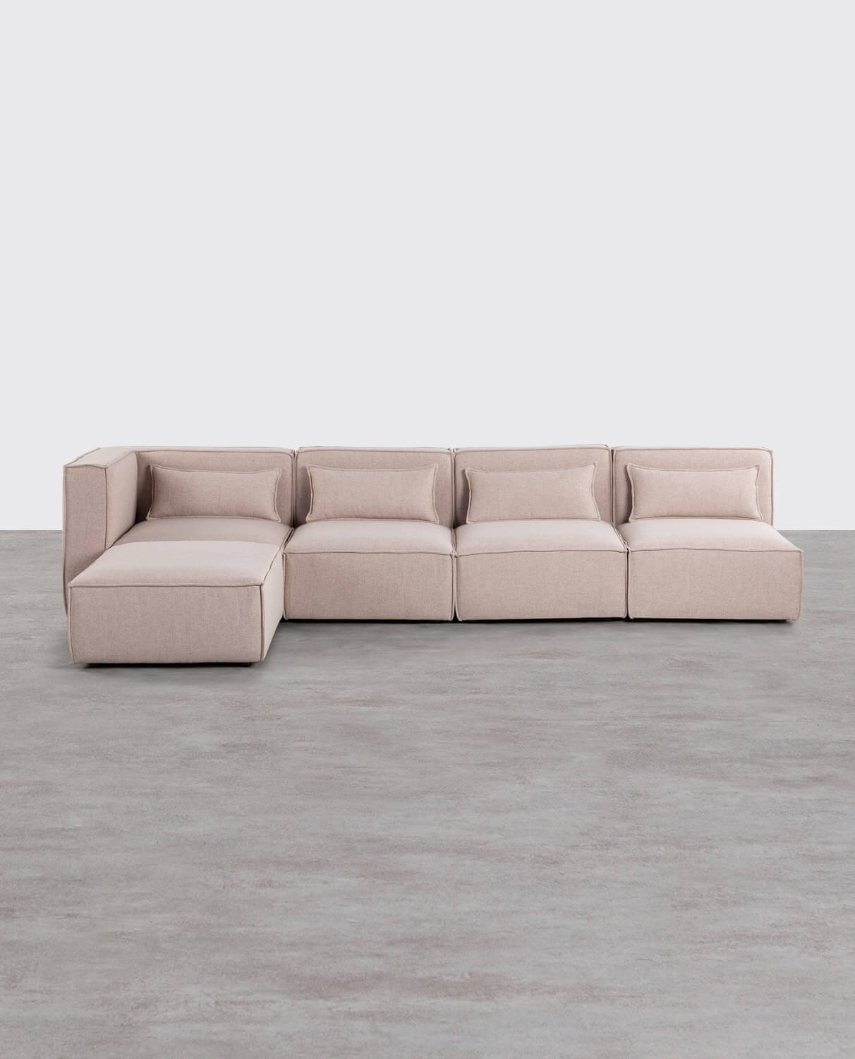 Sofá Modular de 4 Piezas con 3 Sillones y Puff de Tela Kilhe, imagen de galería 1