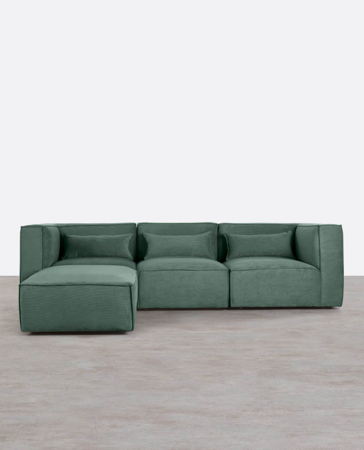Sofá Modular de 3 Piezas con 2 Sillones Esquineros y Puff de Pana Kilhe, imagen de galería 1