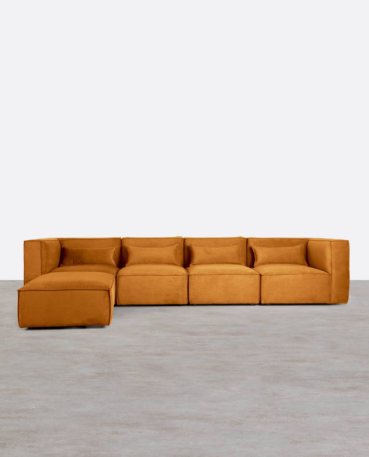 Sofá Modular de 4 Piezas con 2 Sillones Esquineros y Puff de Pana Kilhe, imagen de galería 1