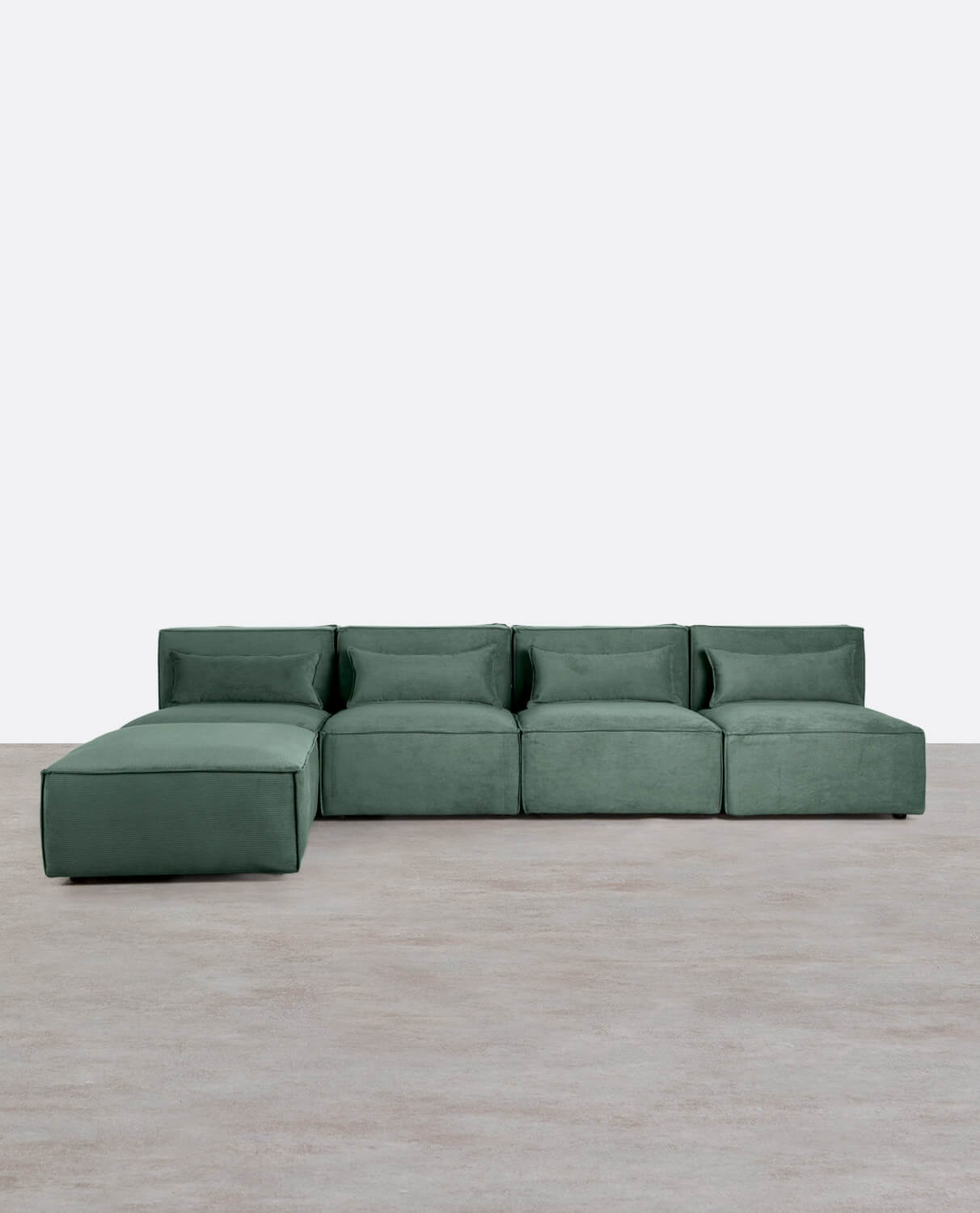 Sofá Modular de 4 Piezas y Puff de Pana Kilhe, imagen de galería 1