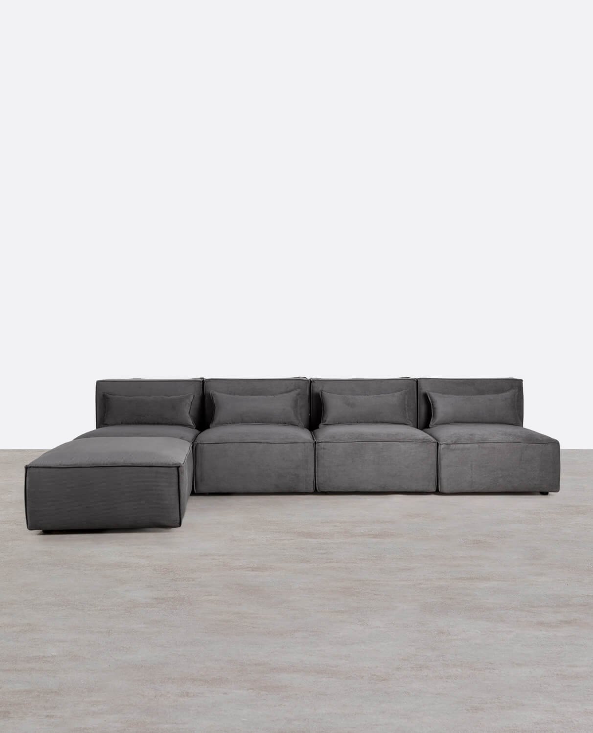 Sofá Modular de 4 Piezas y Puff de Pana Kilhe, imagen de galería 1