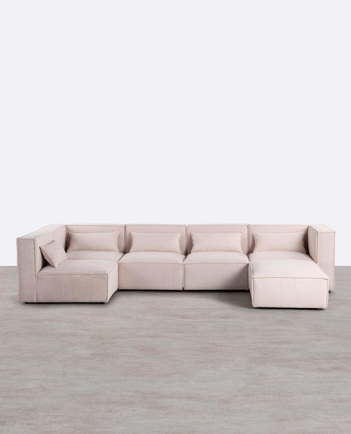 Sofá Modular de 5 piezas con Puff de Pana Gruesa Kilhe, imagen de galería 1