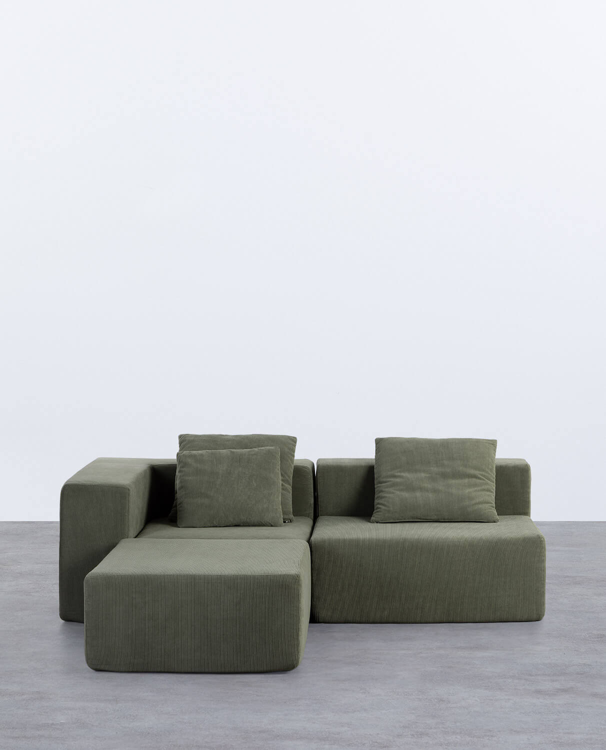 Sofá 2 Piezas Esquinero y Sillón con Puff de Pana Envasado al Vacío Grecia