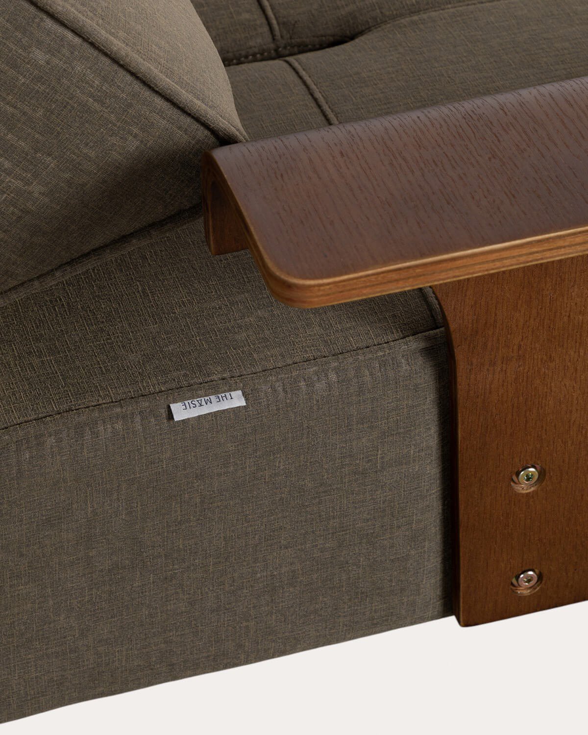 Sofá Cama de 3 Plazas con Reposabrazos de Madera y Tela New 70S, imagen de galería 7