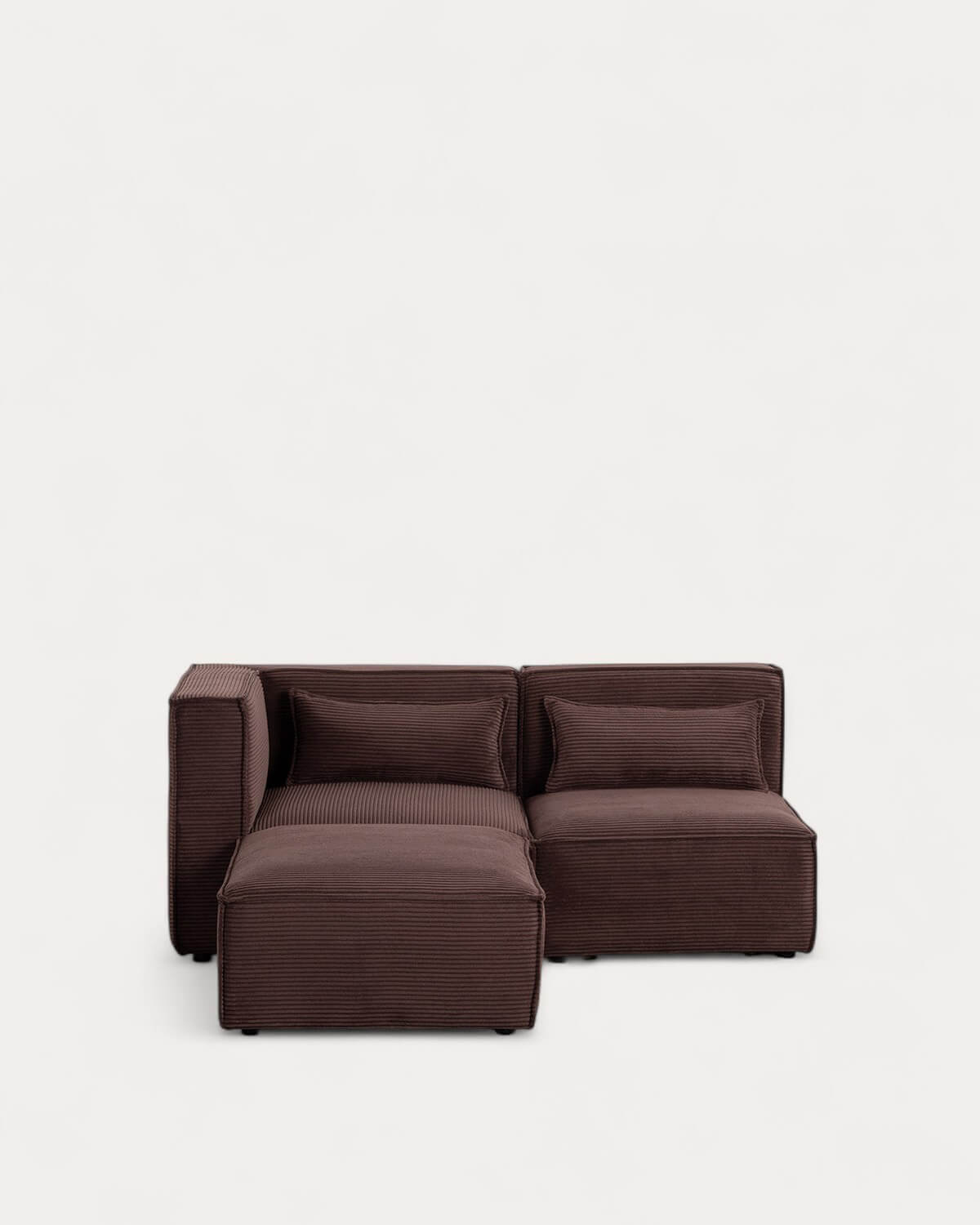 Sofá Modular de 2 Piezas Esquinero y Sillón con Puff de Pana Gruesa Kilhe