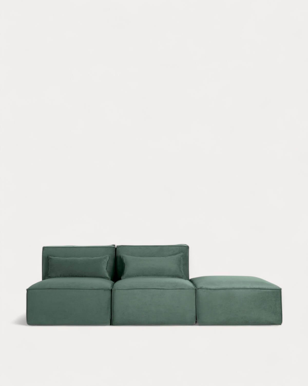 Sofá Modular de 2 Piezas y Puff de Pana Kilhe