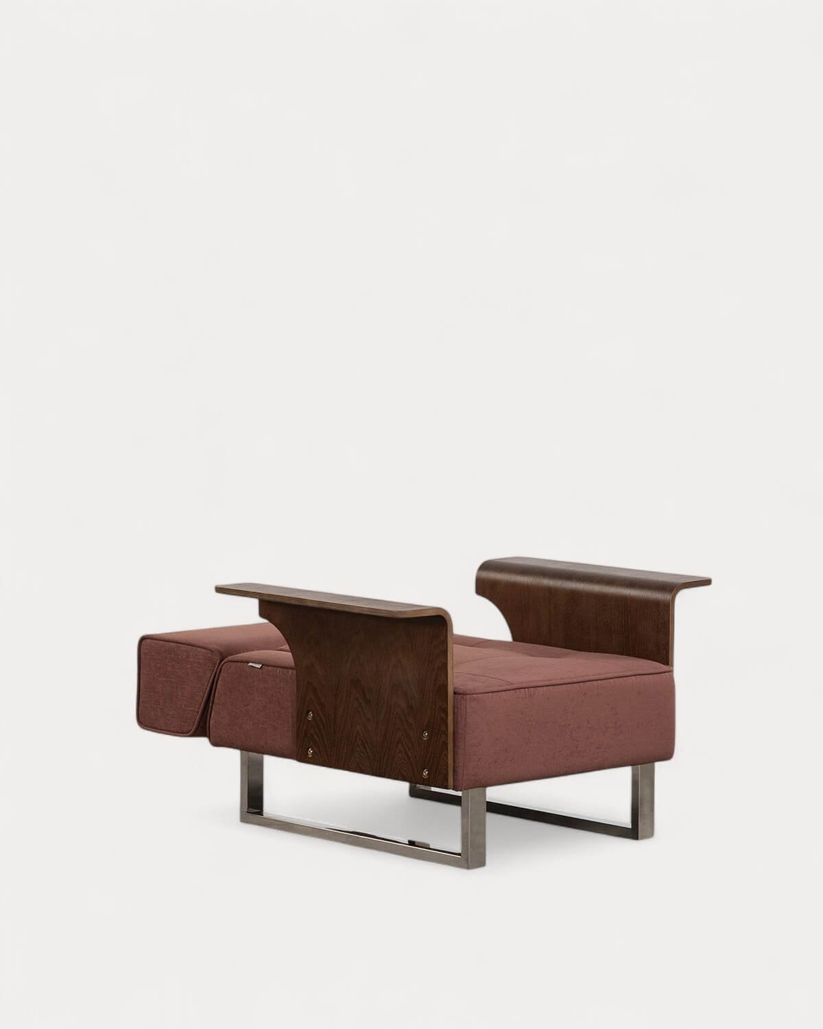 Sillón Reclinable con Reposapiés de Tela y Madera 70s, imagen de galería 2