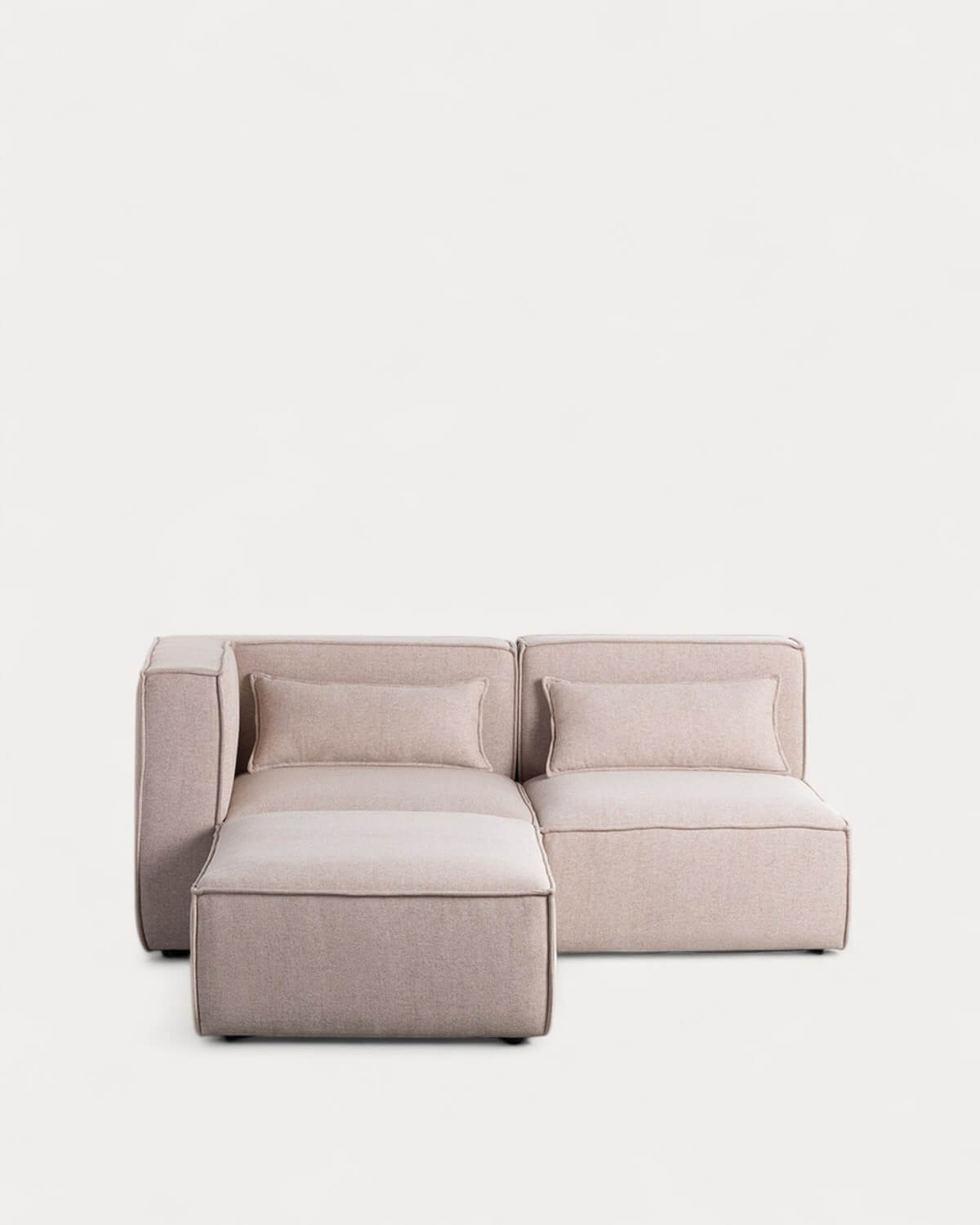 Sofá Modular Esquinero de 2 Piezas y Puff de Tela Kilhe