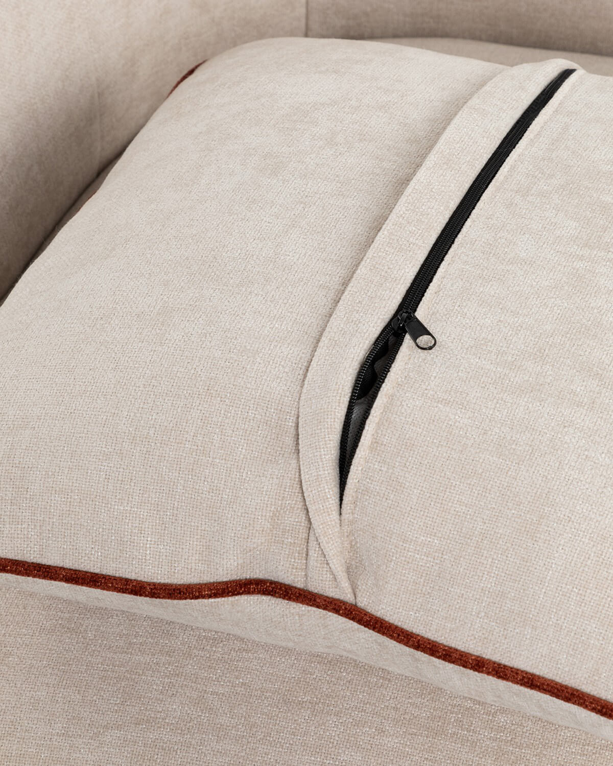 Sofá Modular 2 Piezas Esquinero con Chaise Longue y Puff Redondo de Tela Ilham, imagen de galería 6