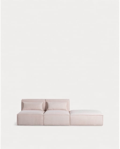Sofá Modular de 2 Piezas con Puff de Pana Gruesa Kilhe