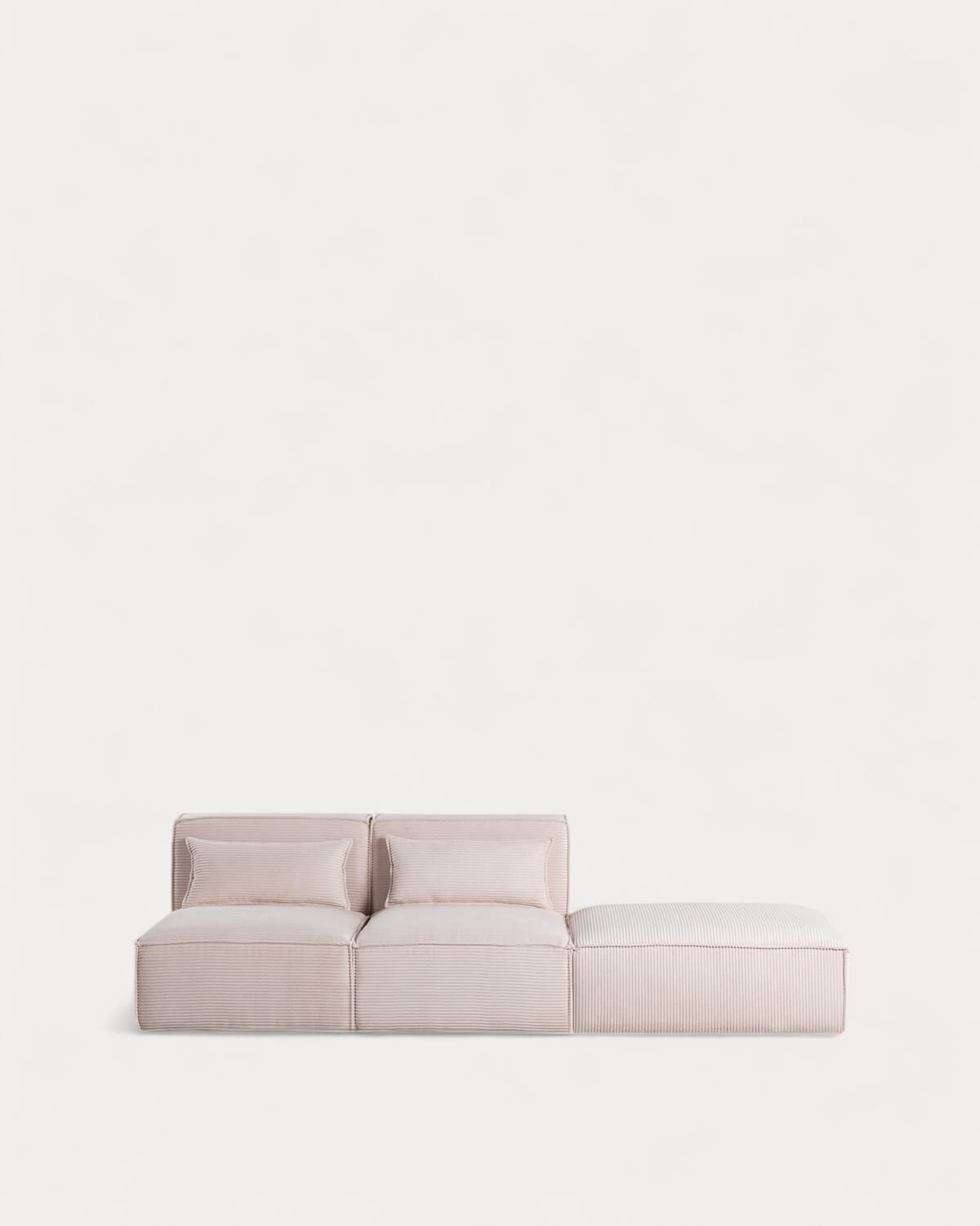 Sofá Modular de 2 Piezas con Puff de Pana Gruesa Kilhe