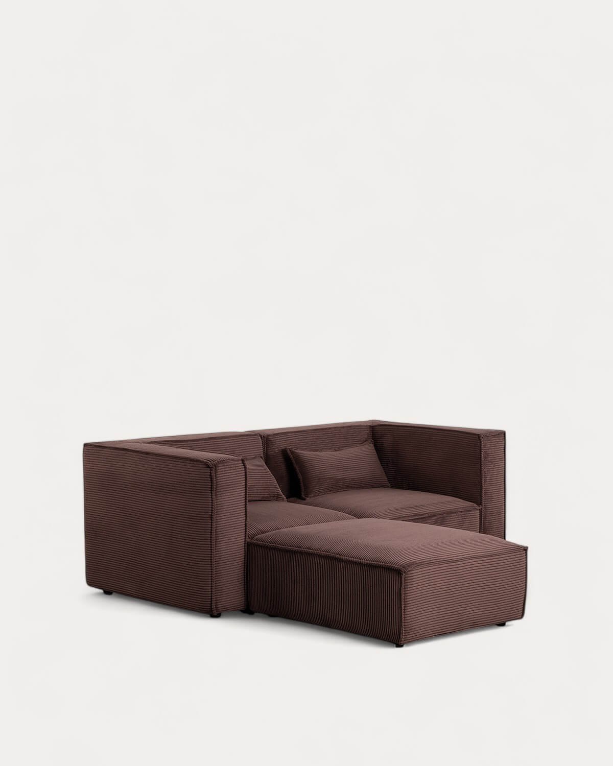 Sofá Modular de 2 Piezas Esquineras con Puff de Pana Gruesa Kilhe, imagen de galería 1