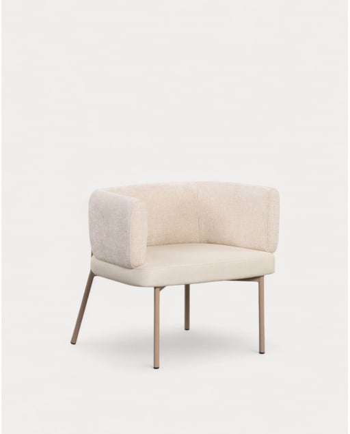 Sillón de Tela y Metal Hades Soft - Beige Seashell