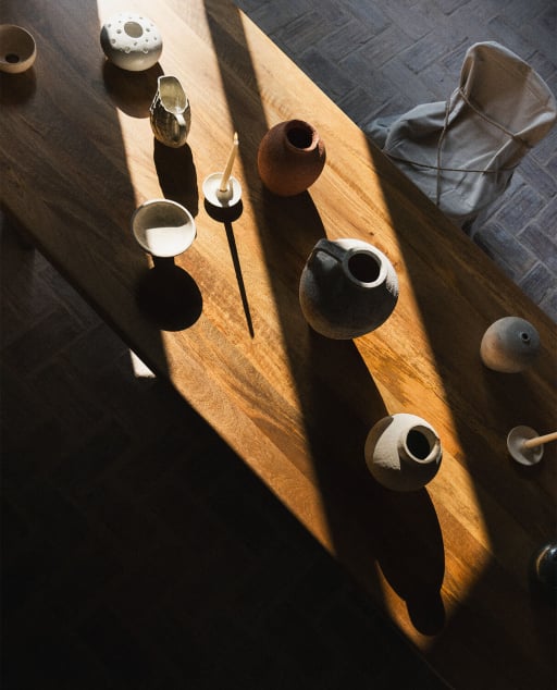 Mesa de Comedor Ovalada de Madera de Mango (220x100 cm) Leno