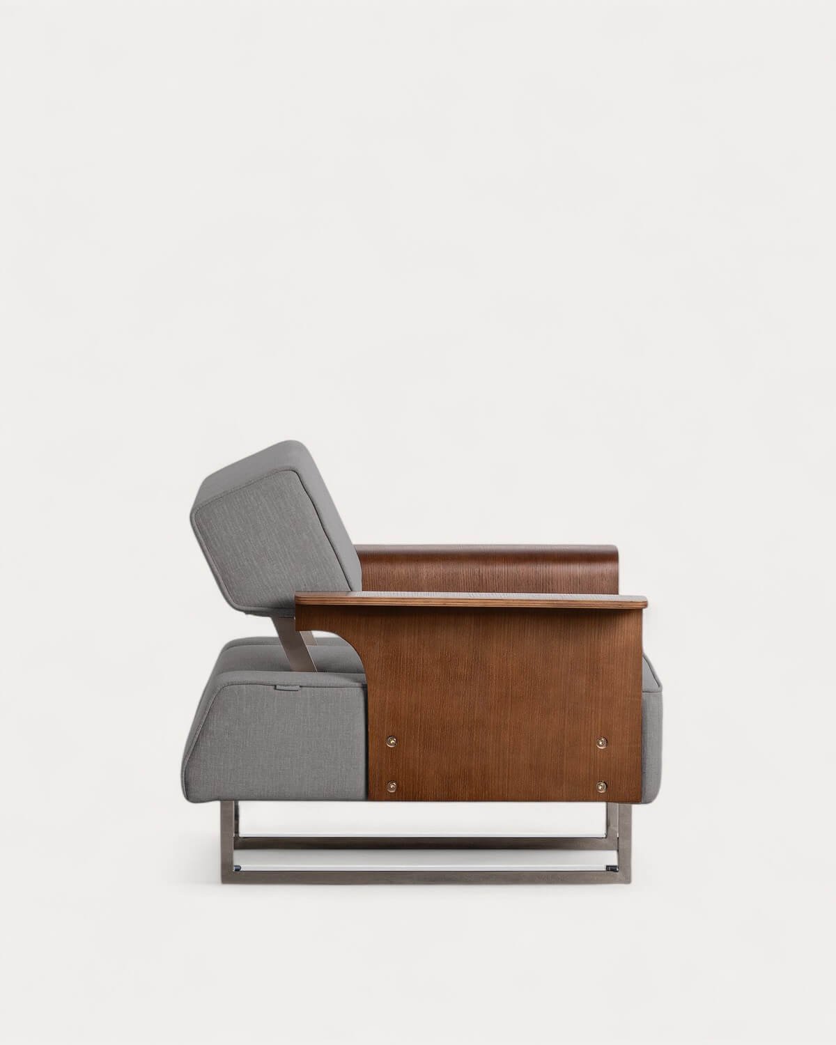 Sillón Reclinable con Reposabrazos de Madera y Tela 70S, imagen de galería 3