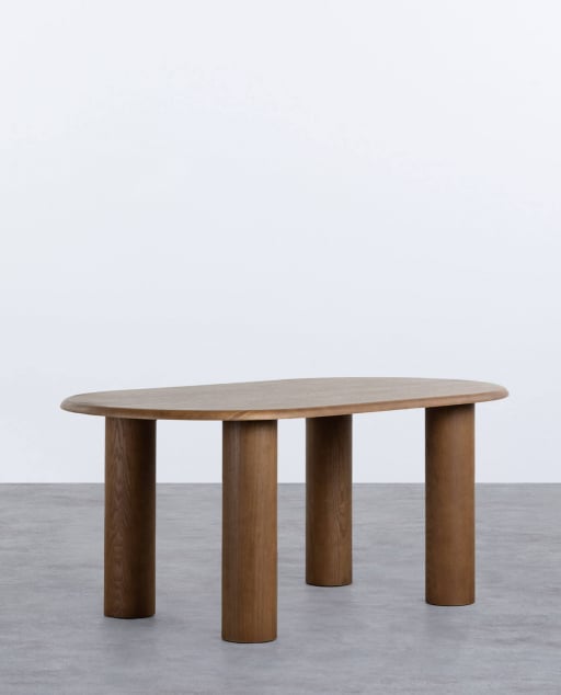 Mesa de Comedor Ovalada de Madera (180x100 cm) Alhie - Madera Oscura