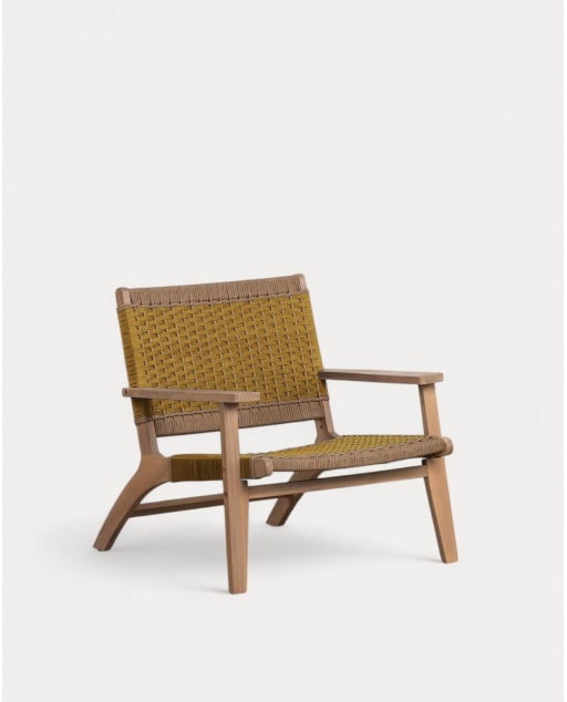 Sillón de Jardín de Madera de Acacia y Cuerda Mirle - Amarillo Curry