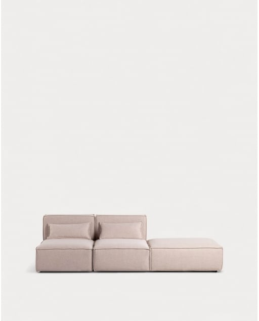 Sofá Modular de 2 Piezas con Puff de Tela Kilhe