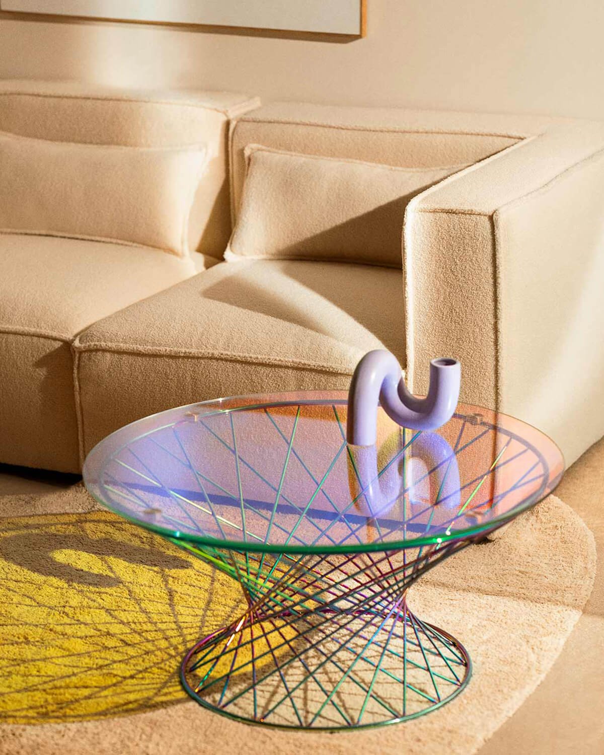 Sillón Esquinero Modular con Puff de Tela Bouclé Kilhe, imagen de galería 2