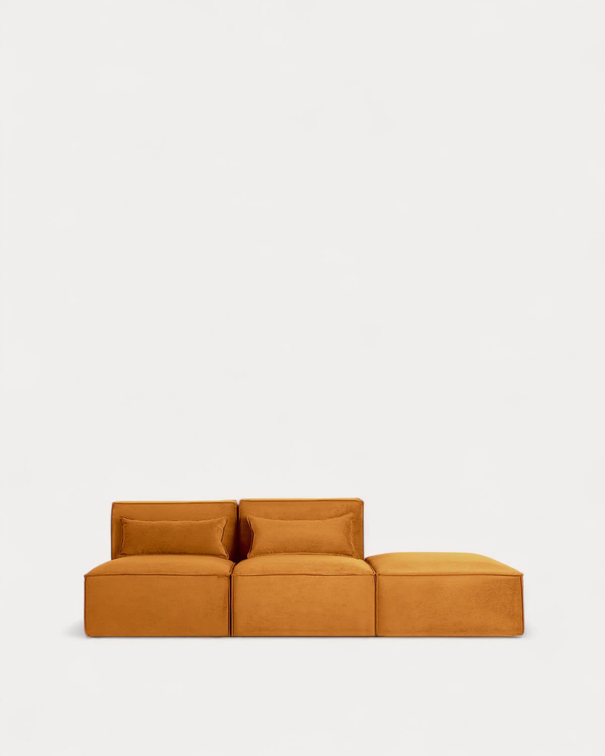 Sofá Modular de 2 Piezas y Puff de Pana Kilhe