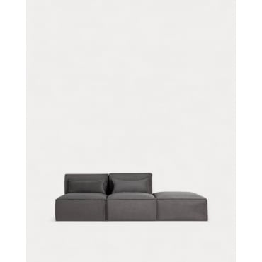 Sofá Modular de 2 Piezas y Puff de Pana Kilhe Pana -Gris Graphite - The Masie