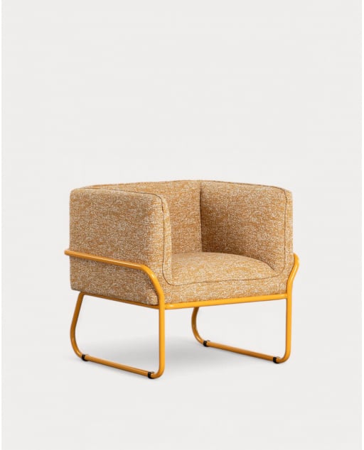 Sillón de Tela y Metal Marcellus - Tela -Amarillo Curry