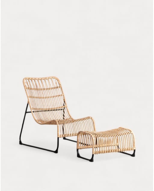 Sillón con Reposapiés de Ratán Natural Milan