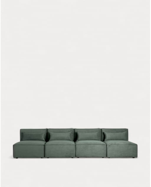 Sofá modular de 4 piezas de pana Kilhe - Pana -Verde Grove