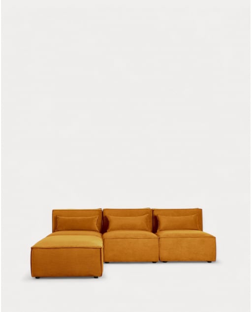 Sofá Modular de 3 Piezas y Puff de Pana Kilhe