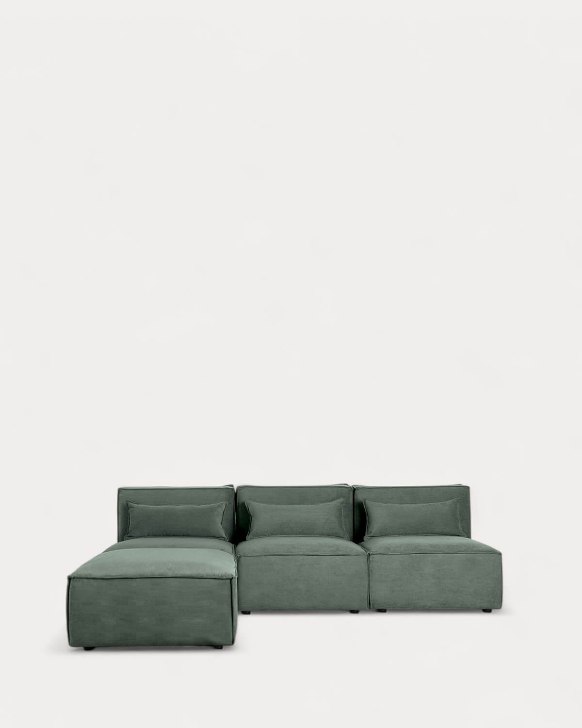Sofá Modular de 3 Piezas y Puff de Pana Kilhe
