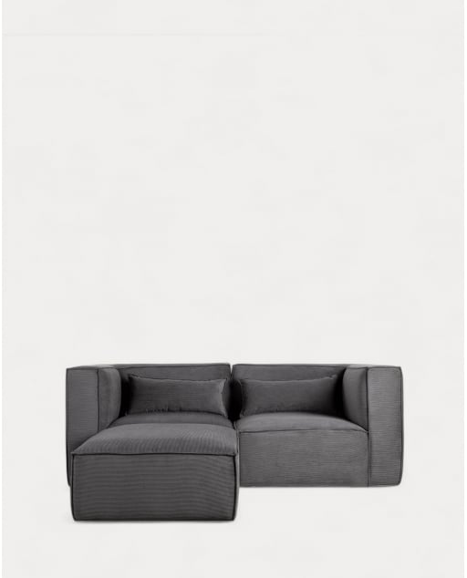 Sofá Modular de 2 Piezas Esquineras y Puff de Pana Kilhe - Pana -Gris Graphite