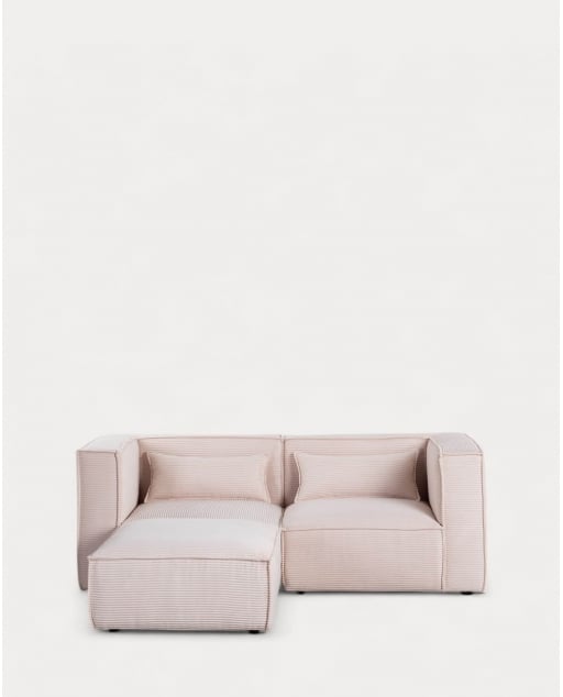 Sofá Modular de 2 Piezas Esquineras con Puff de Pana Gruesa Kilhe