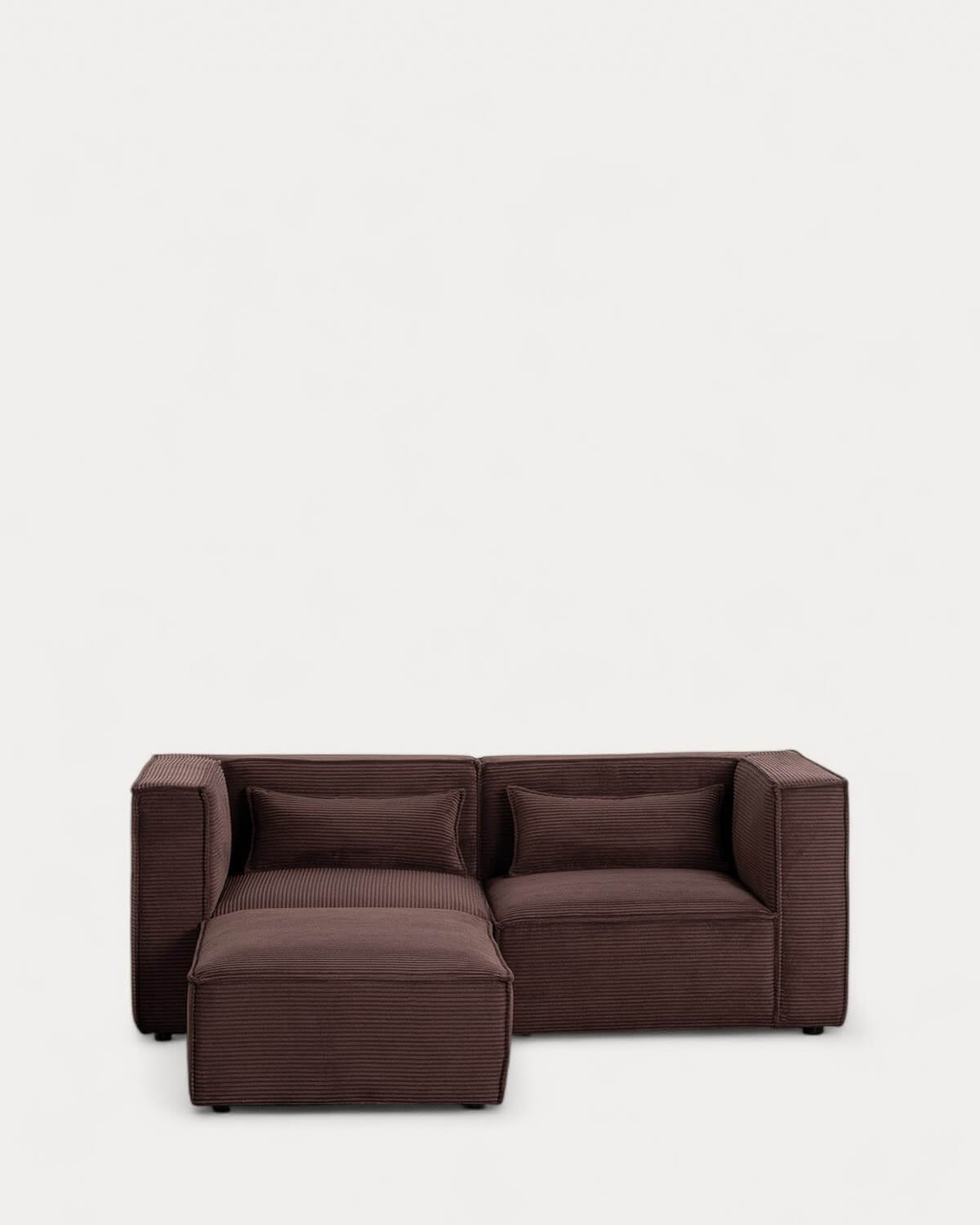 Sofá Modular de 2 Piezas Esquineras con Puff de Pana Gruesa Kilhe