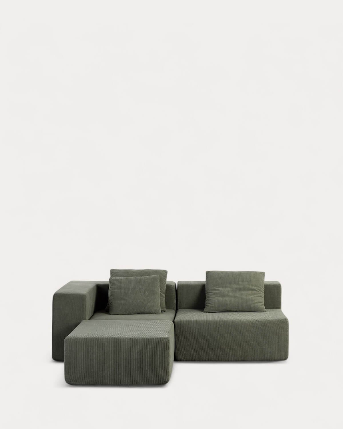 Sofá 2 Piezas Esquinero y Sillón con Puff de Pana Envasado al Vacío Grecia