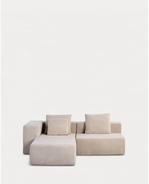 Sofá 2 Piezas Esquinero y Sillón con Puff de Pana Envasado al Vacío Grecia