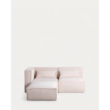 Sofá Modular de 2 Piezas Esquinero y Sillón con Puff de Pana Gruesa Kilhe Pana Gruesa -Beige Seashell - The Masie