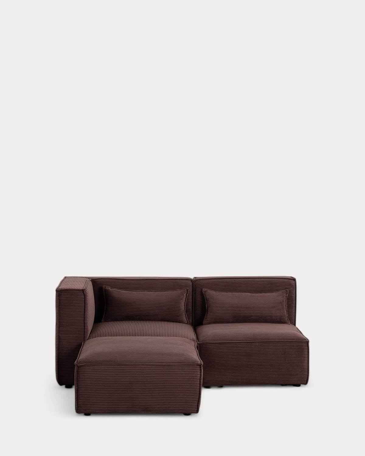 Sofá Modular de 2 Piezas Esquinero y Sillón con Puff de Pana Gruesa Kilhe