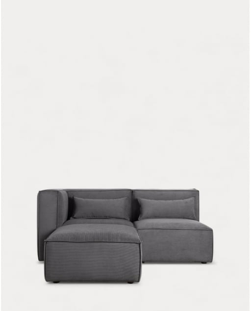 Sofá Modular Esquinero de 2 Piezas y Puff de Pana Kilhe - Pana -Gris Graphite