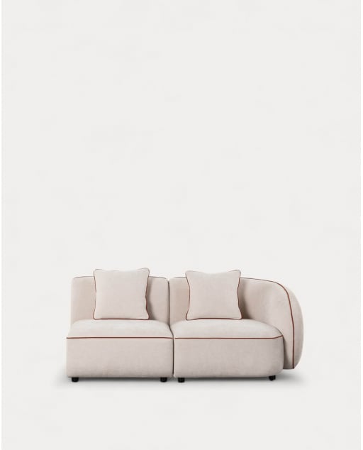 Sofá Modular 2 Piezas Esquinero con Sillón de Tela Ilham - Beige Seashell