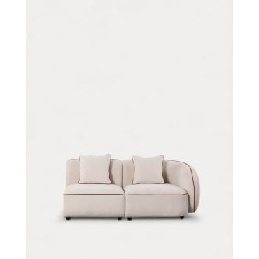 Sofá Modular 2 Piezas Esquinero con Sillón de Tela Ilham Beige Seashell & Módulo Derecho - The Masie