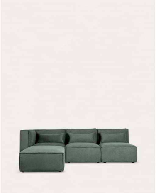Sofá Modular 3 Piezas Esquinero con 2 Sillones y Puff de Pana Kilhe