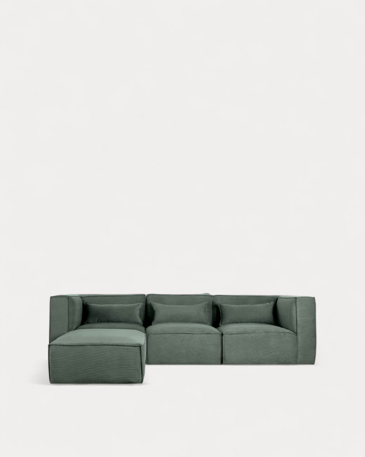 Sofá Modular de 3 Piezas con 2 Sillones Esquineros y Puff de Pana Kilhe, imagen de galería 1