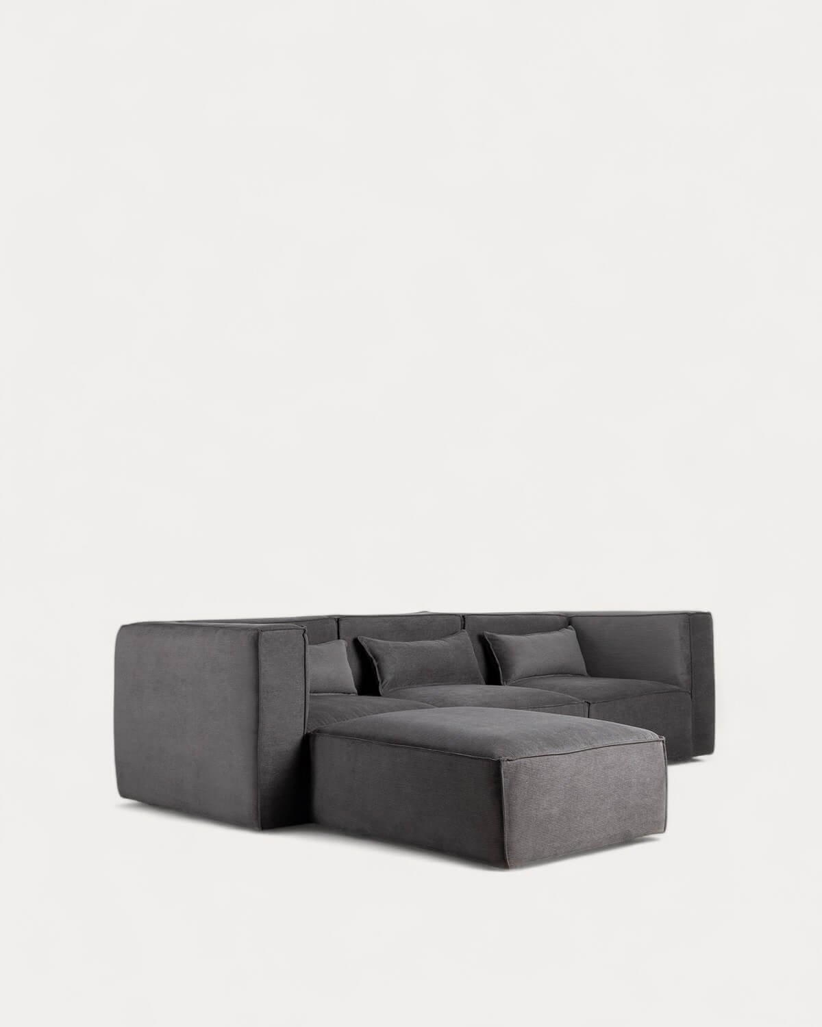 Sofá Modular de 3 Piezas con 2 Sillones Esquineros y Puff de Pana Kilhe, imagen de galería 5