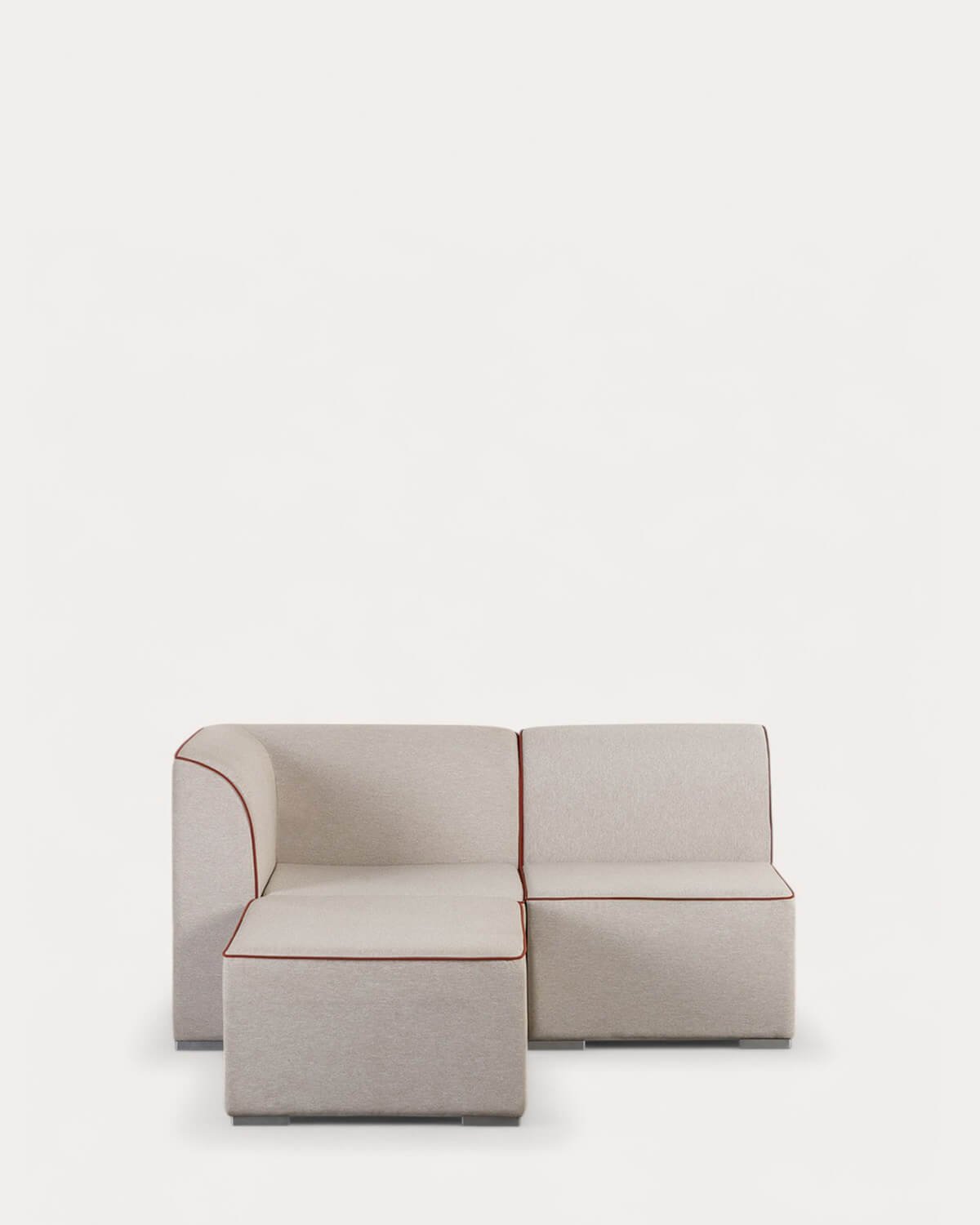 Sofá Modular de Jardín  2 Piezas Esquinero y Sillón con Puff de Tela Lagos
