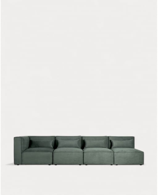Sofá Modular de 4 Piezas con 3 Sillones de Pana Kilhe