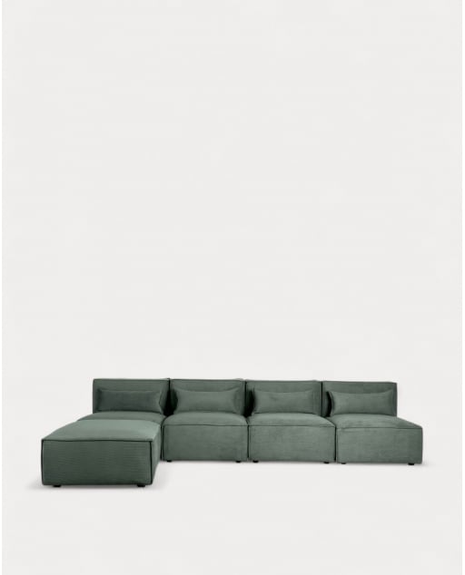 Sofá Modular de 4 Piezas y Puff de Pana Kilhe